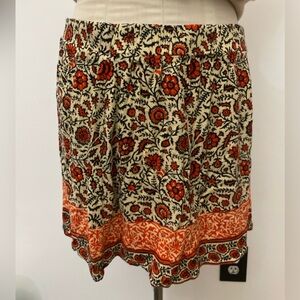 Forever 21 Red and Black Floral Skirt